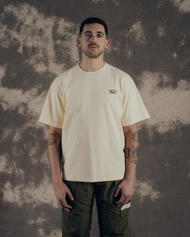 A model in the butter Bistro tee