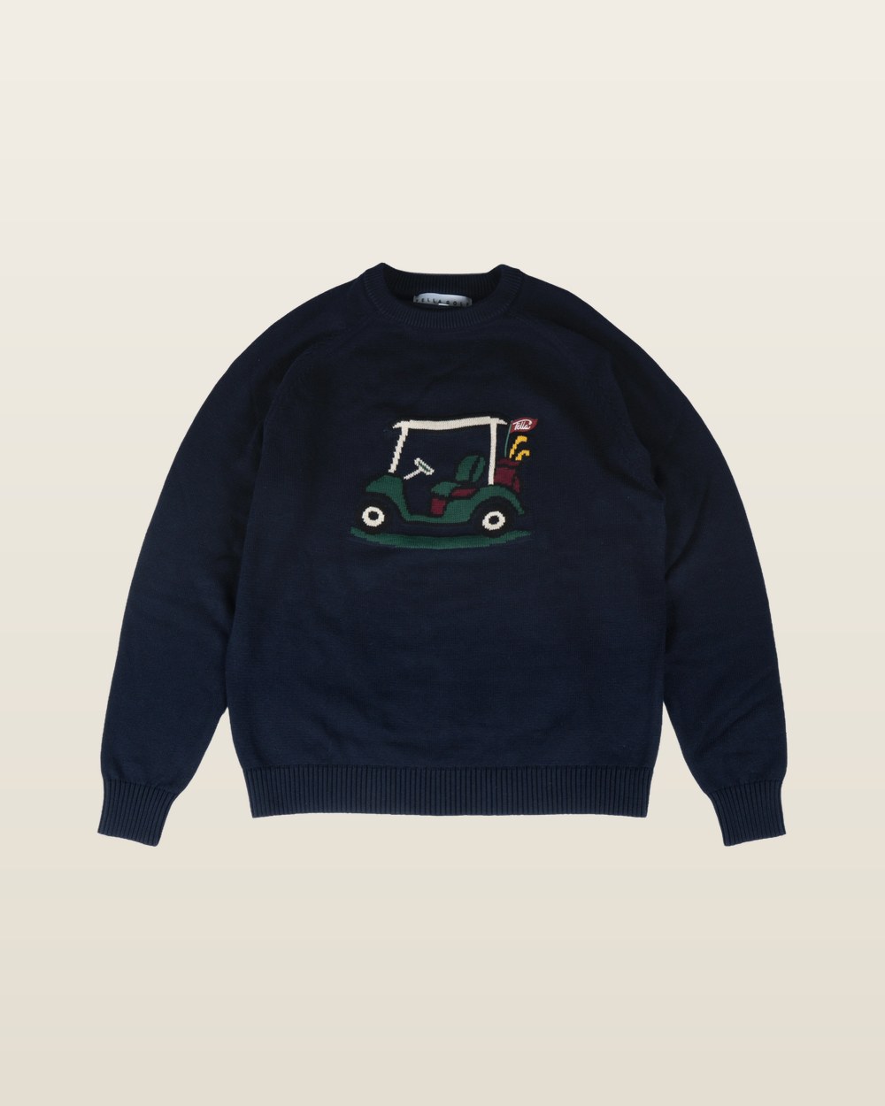 Fella Golf Graham cotton-cashmere knit with a golf cart on the chest
