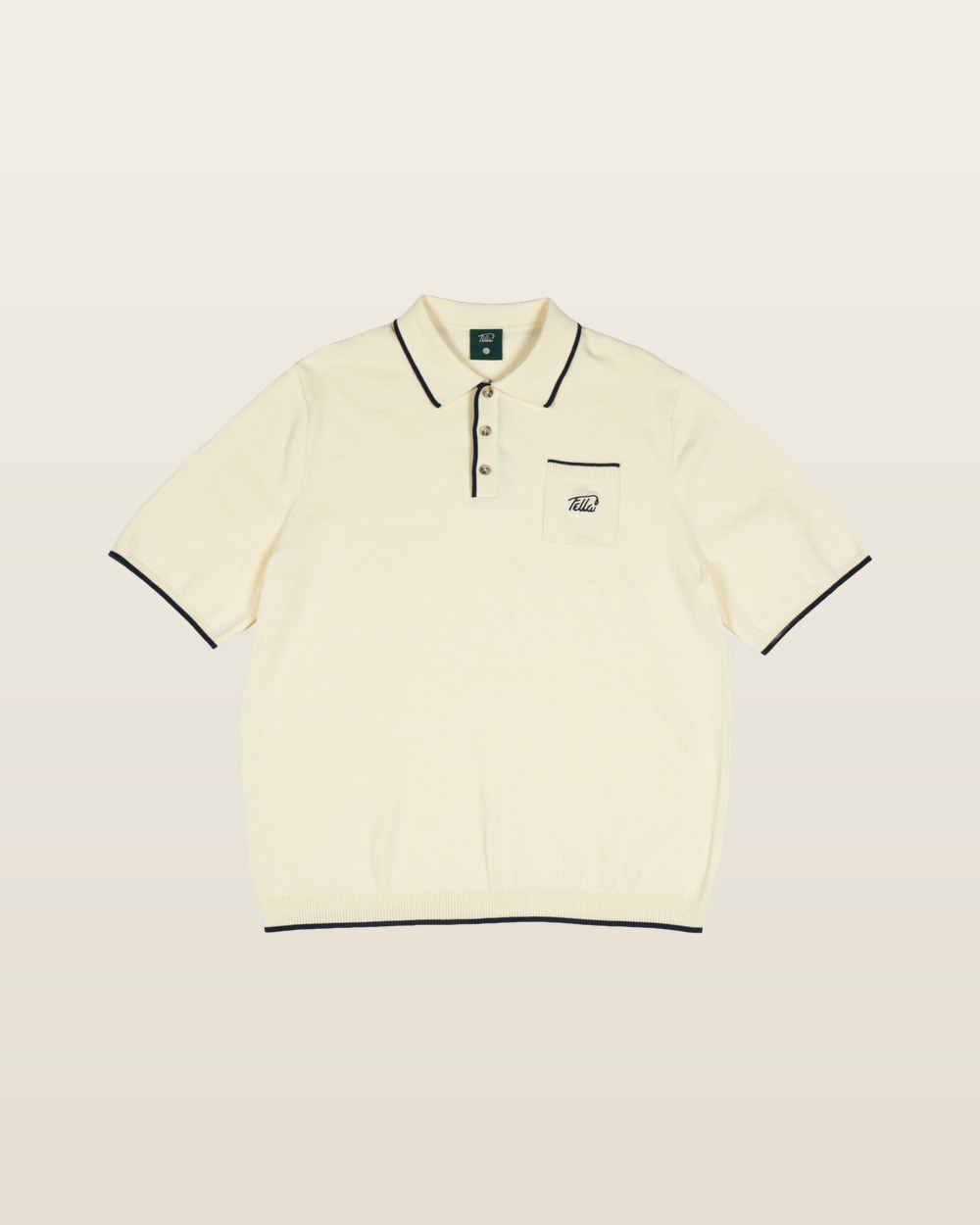Fella Golf Lionel Contrast Rib Polo Cream and navy · view 1 of 4