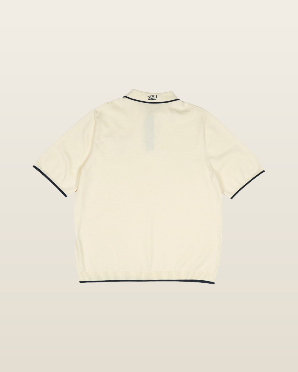 Fella Golf Lionel Contrast Rib Polo Cream and navy · view 2 of 4