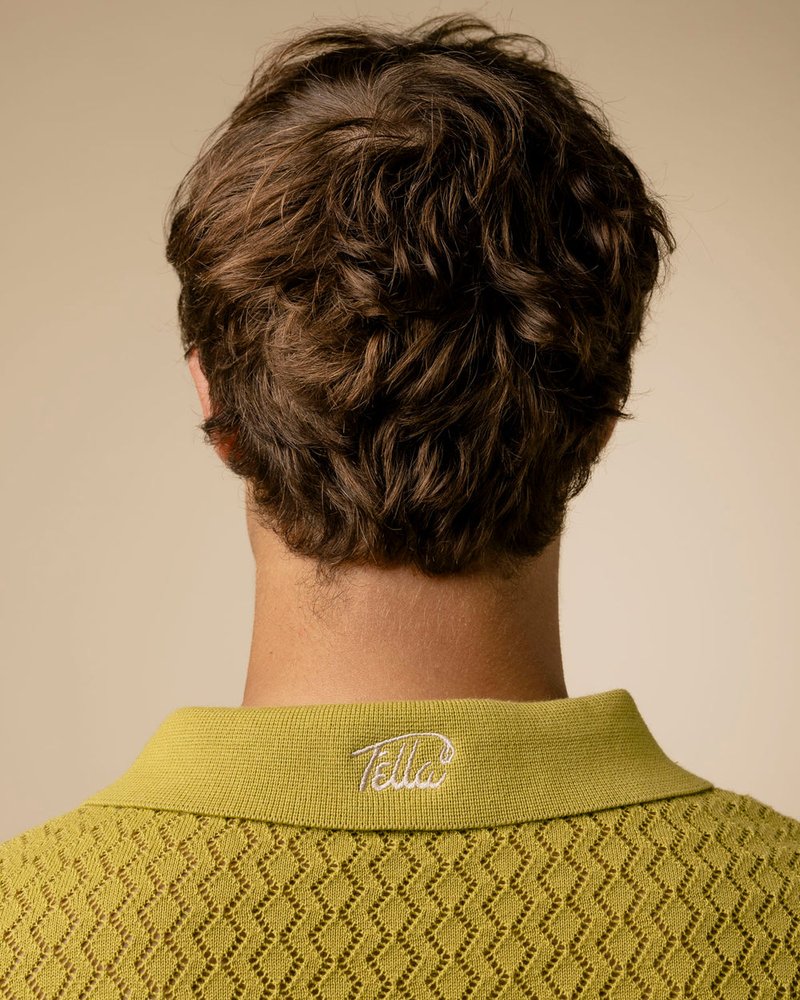 Fella Golf — Lionel Chartreuse Knitted Polo · view 3 of 4