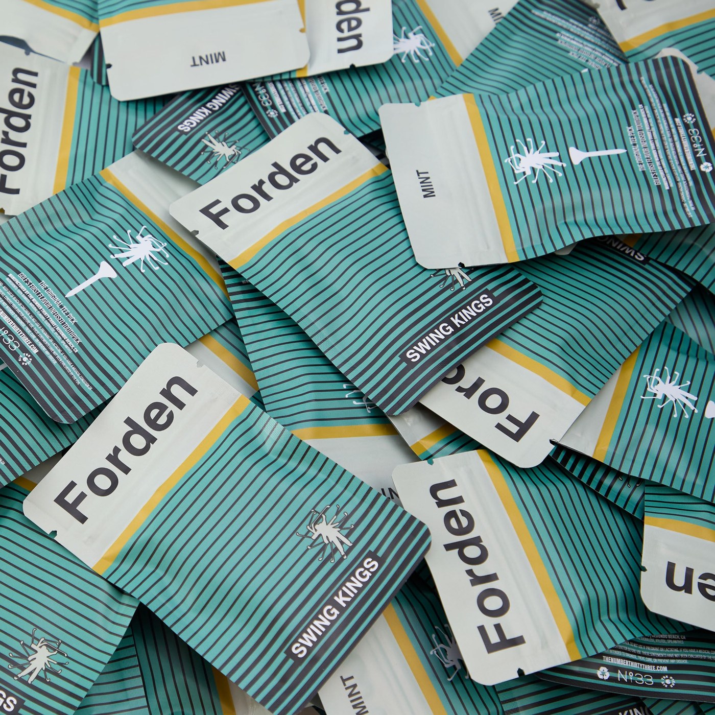 The Swing Kings sachets come in Newport green and gold