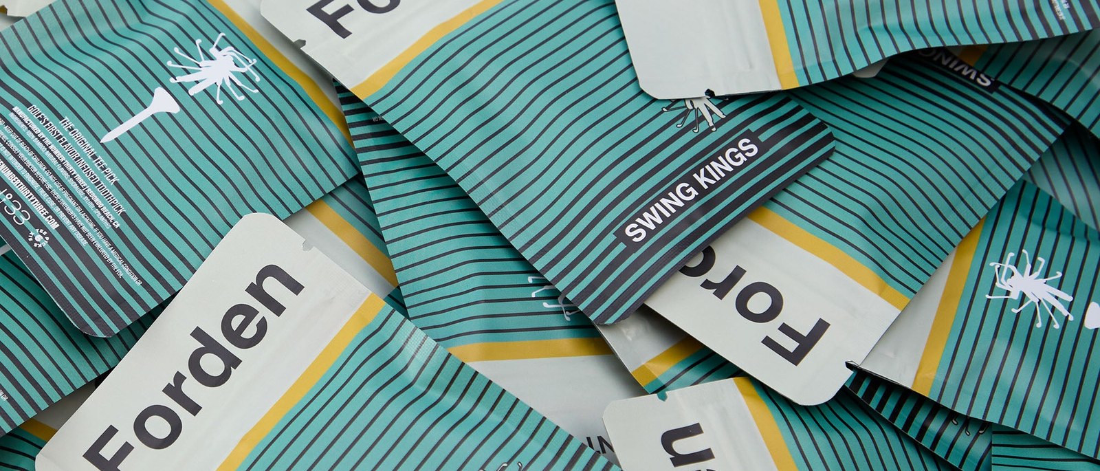Forden Golf x No33 Swing Kings tee packets in Newport green