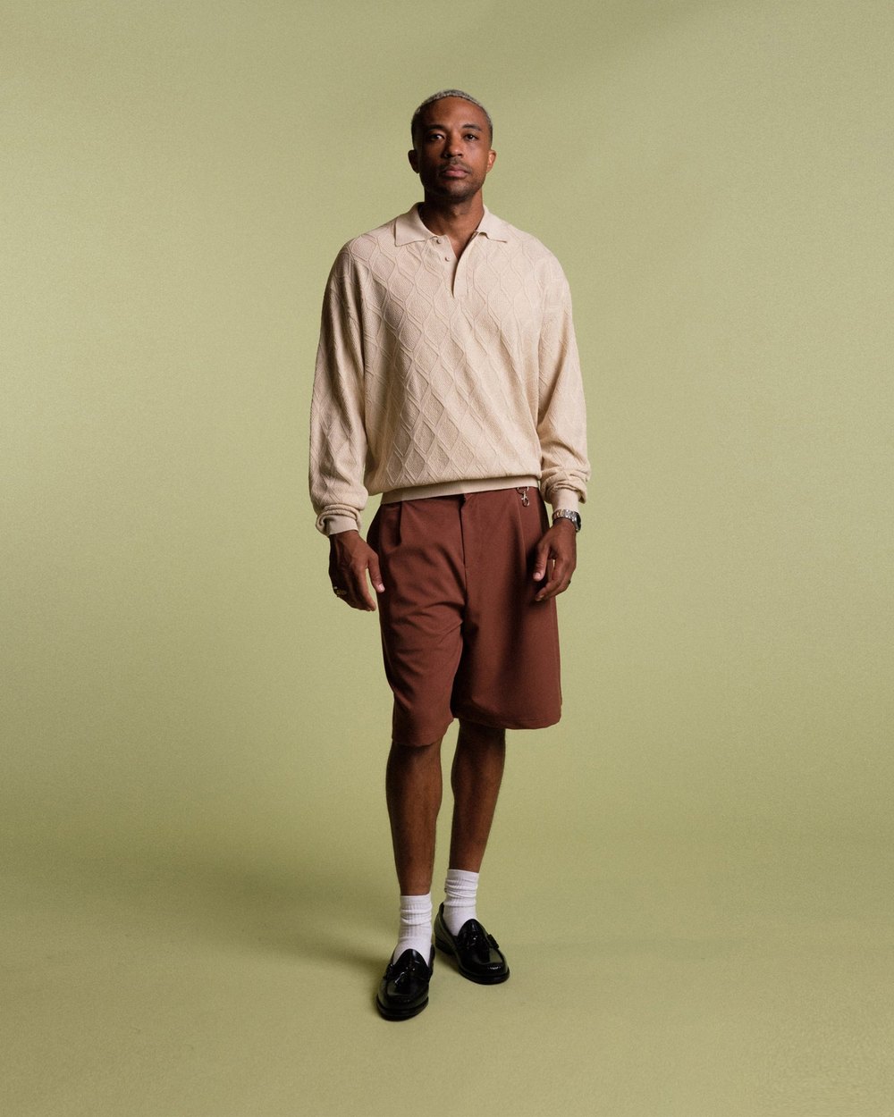 Students Carlsbad Knit L/S Polo Sweater, Khaki · view 1 of 5