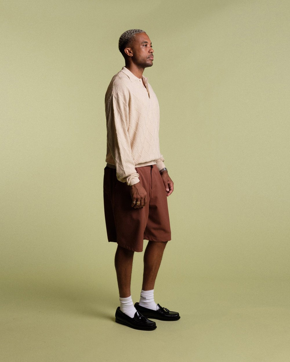 Students Carlsbad Knit L/S Polo Sweater, Khaki · view 2 of 5