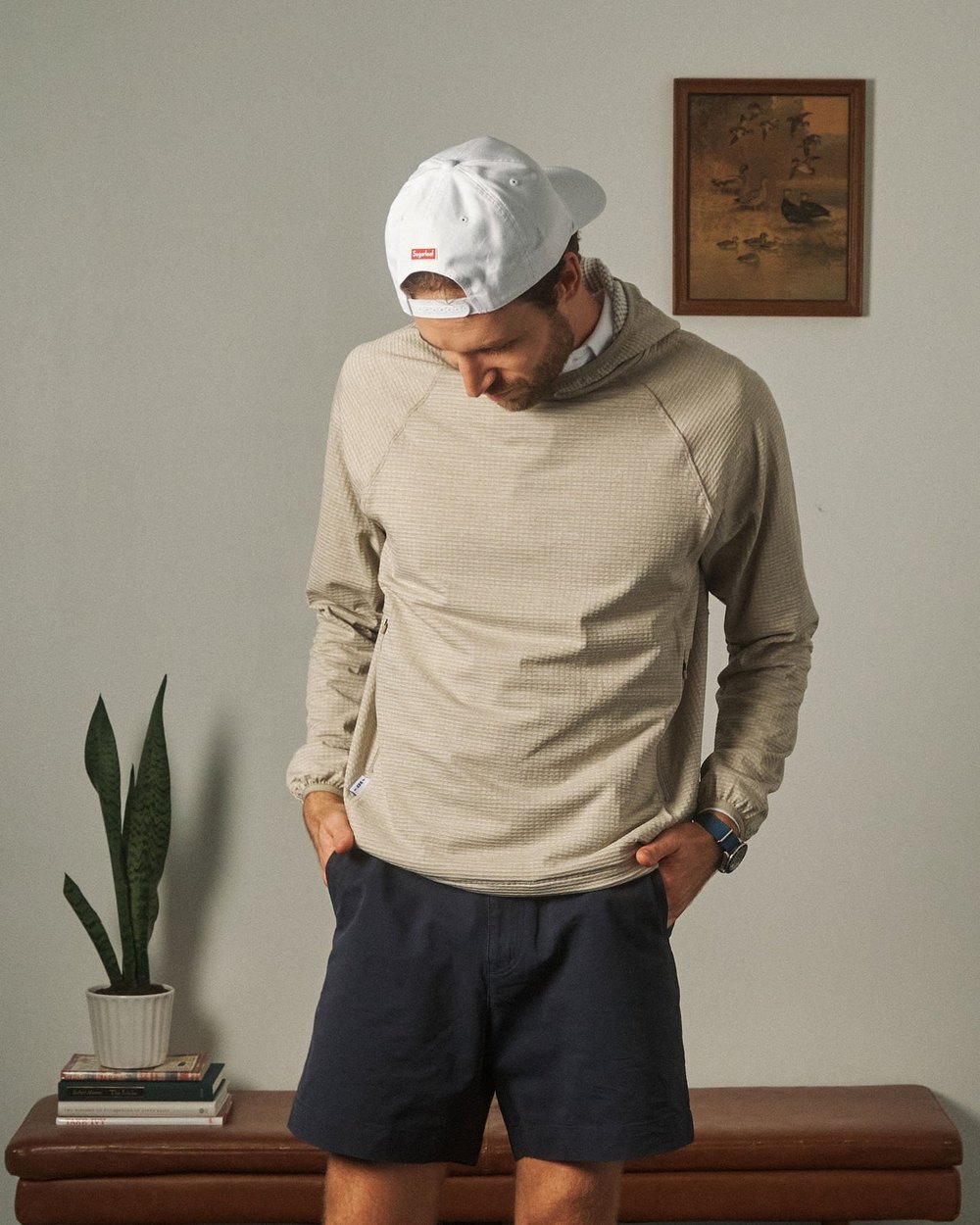 Sugarloaf Social Club Grid Tech Hoody, Oatmeal · view 1 of 5