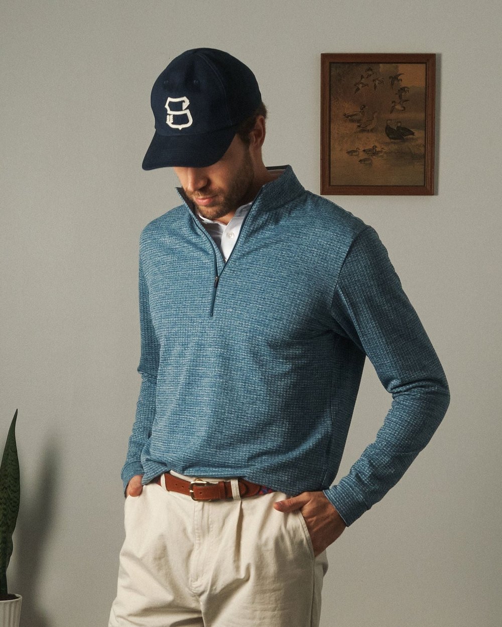 Sugarloaf Social Club Grid Quarter-Zip, Heather Blue · view 1 of 5