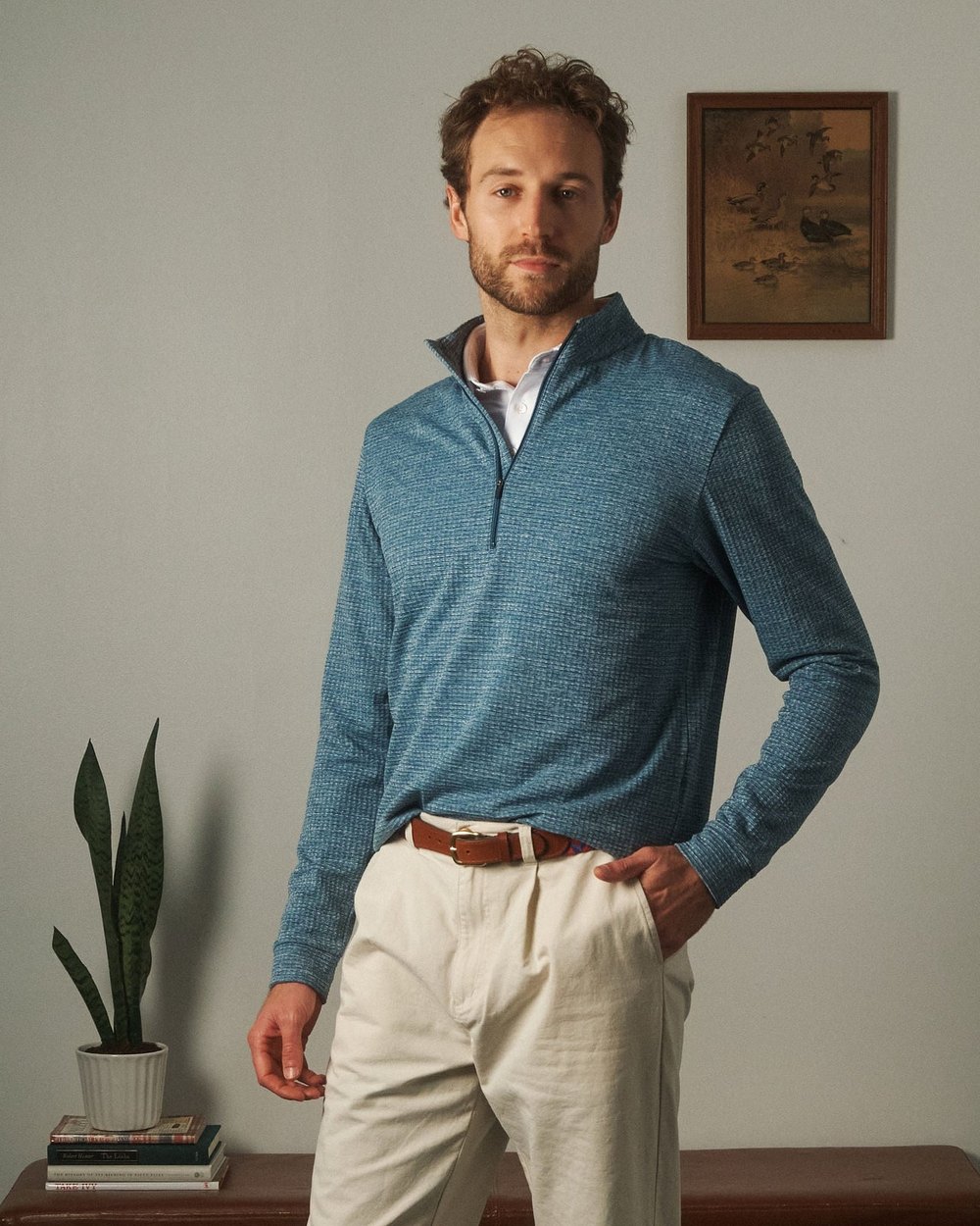 Sugarloaf Social Club Grid Quarter-Zip, Heather Blue · view 2 of 5