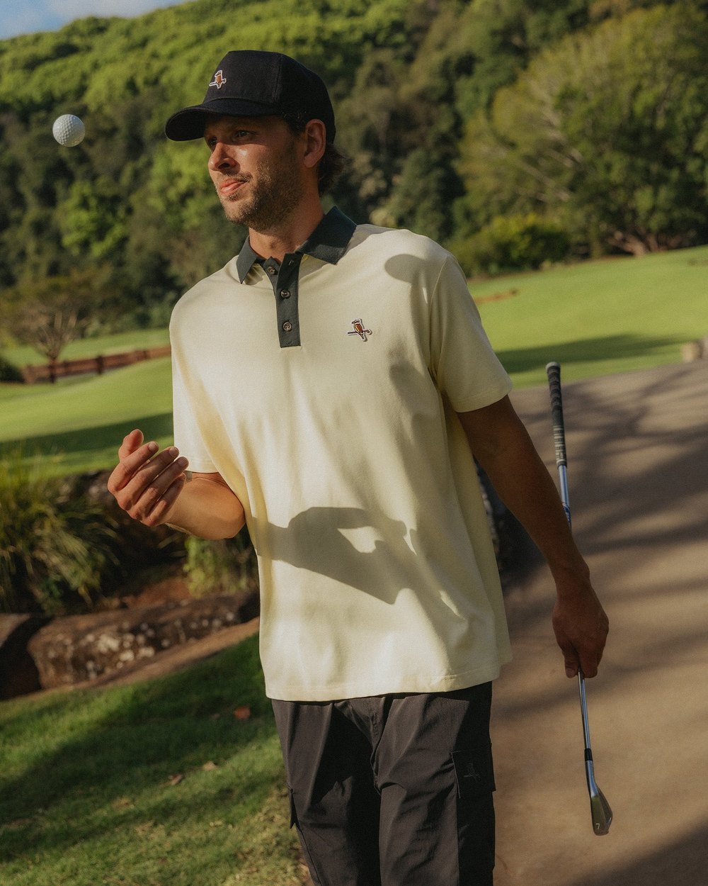 Walker Golf Things Kooka Two-Tone Polo, Lemon / Green · view 1 of 5