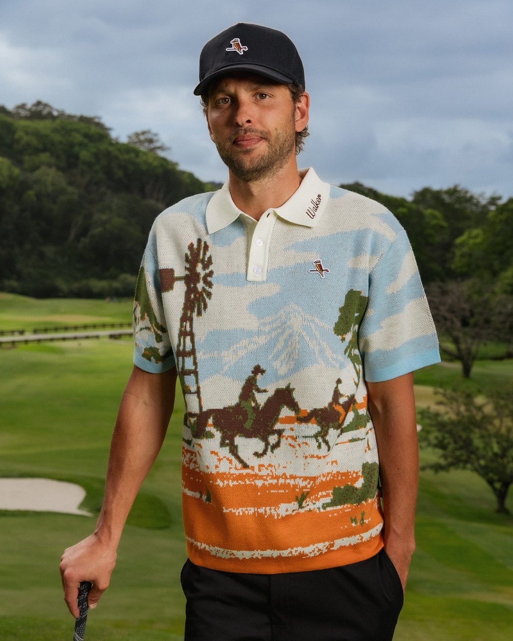 Walker Golf Things Outback Knit Polo, Dust / Blue · view 1 of 5