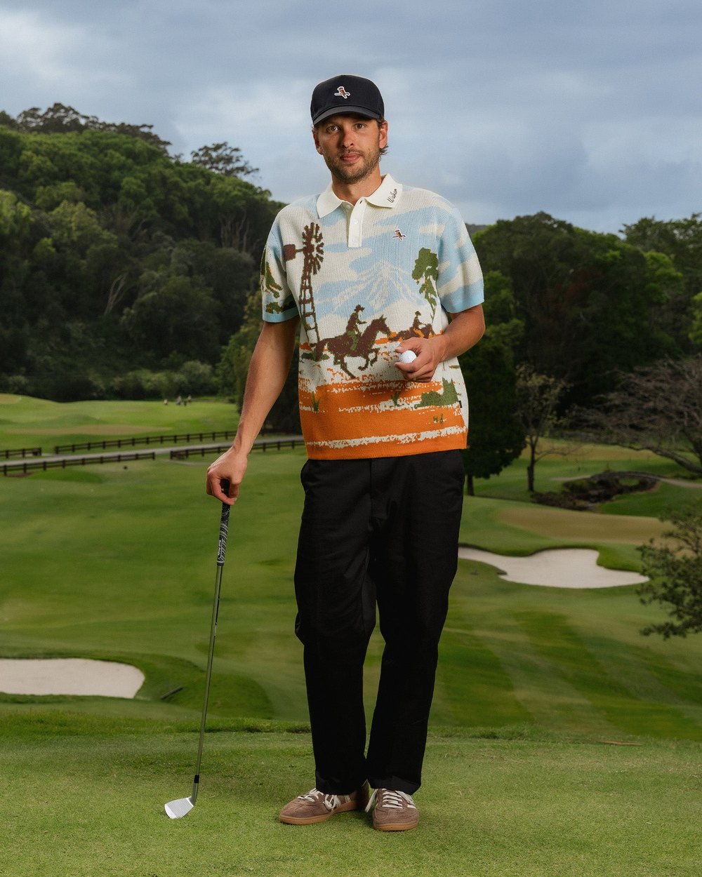 Walker Golf Things Outback Knit Polo, Dust / Blue · view 2 of 5