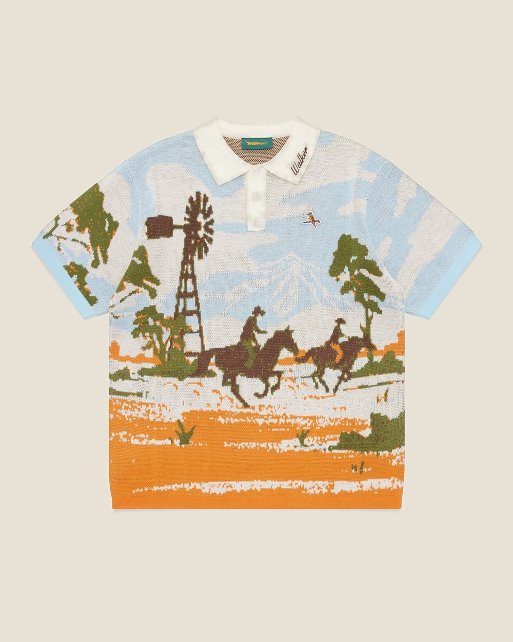Walker Golf Things Outback Knit Polo, Dust / Blue · view 3 of 5
