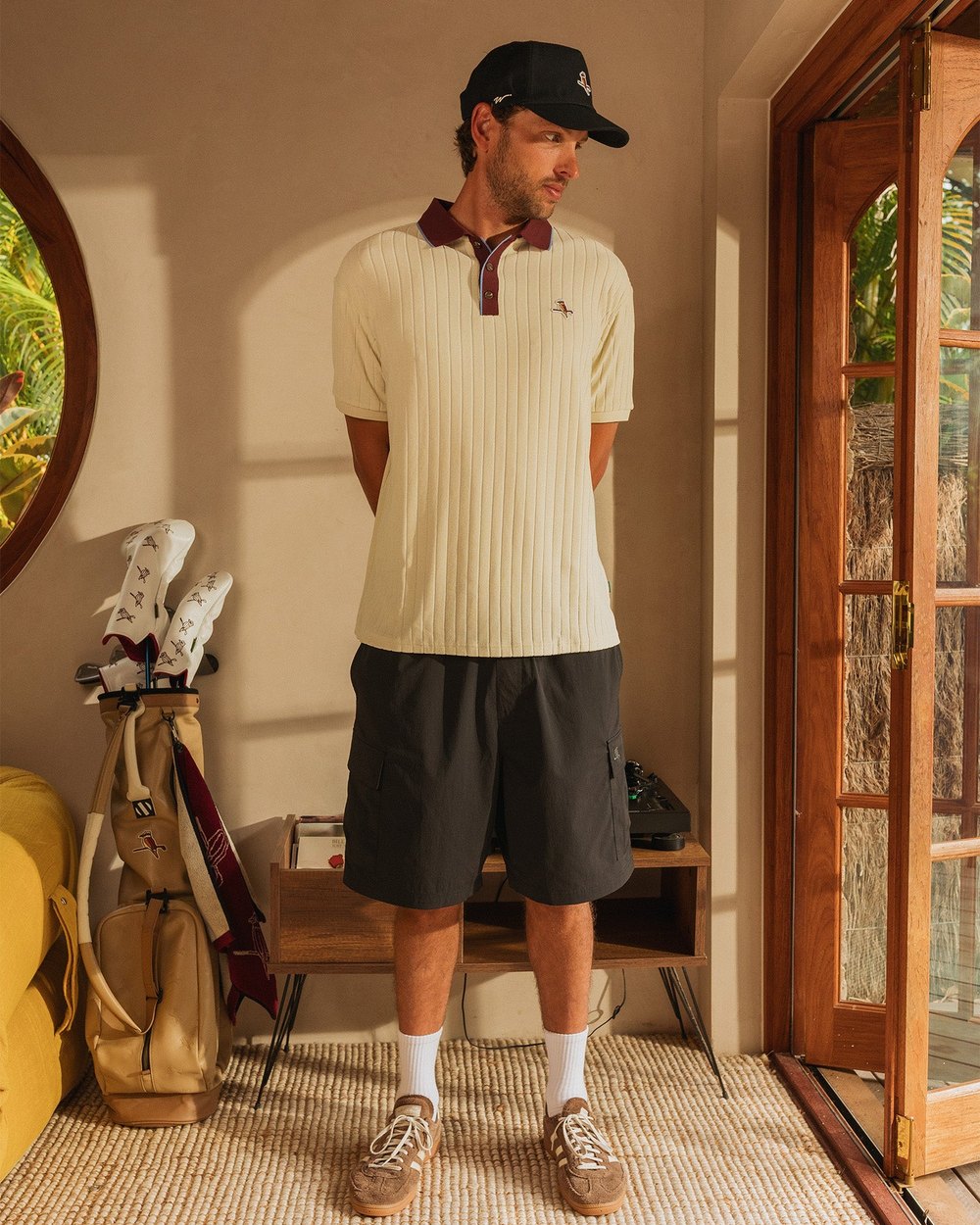 Walker Golf Things Vacation Terry Polo, Cream / Choc · view 1 of 5