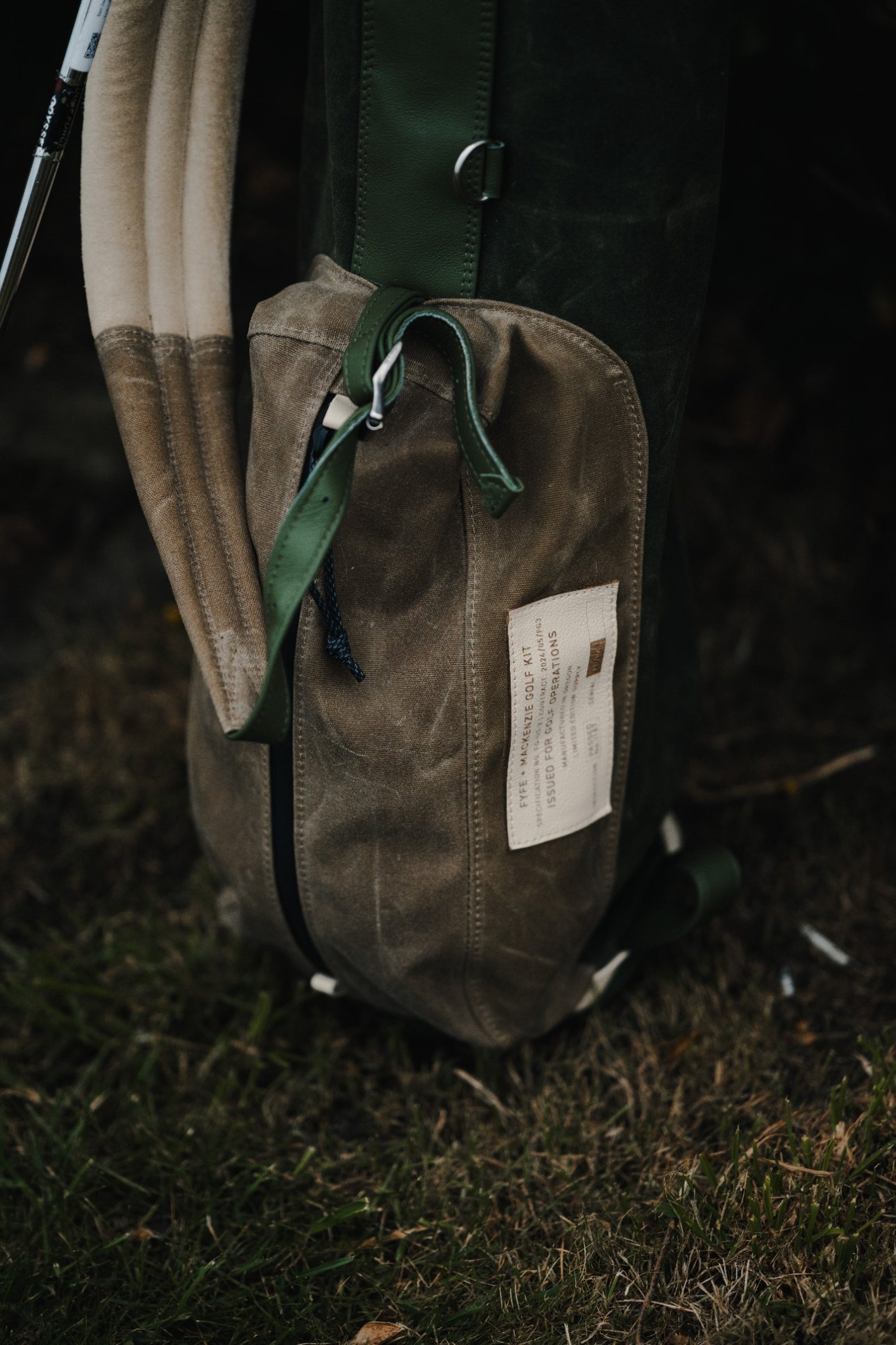 A Drop Zone headcover photographed on course at Aberdour