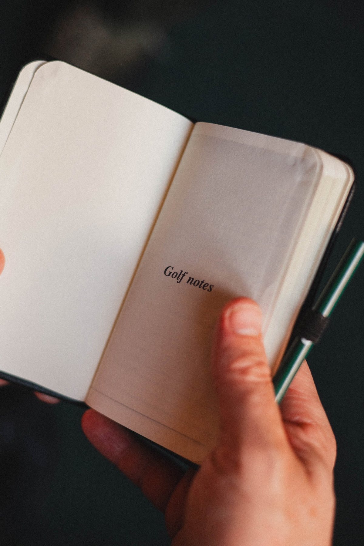 The Golfer’s Diary open in a hand