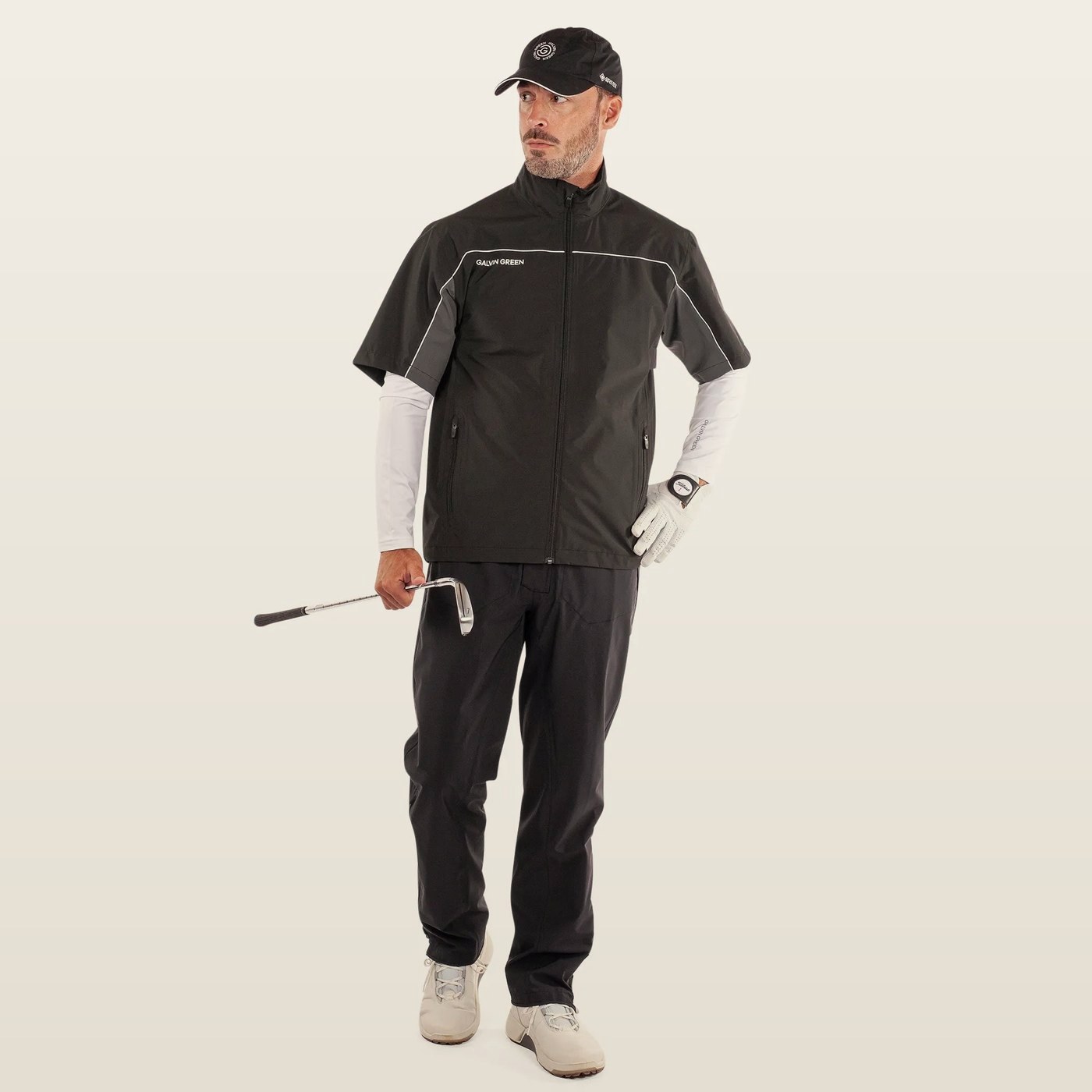 Galvin Green Air Short-Sleeve Rain Jacket, Black / Forged Iron · view 3 of 4