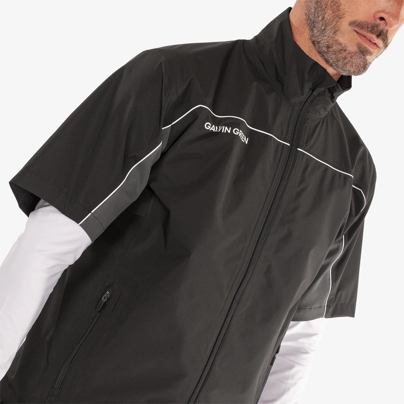 Galvin Green Air Short-Sleeve Rain Jacket, Black / Forged Iron · view 4 of 4