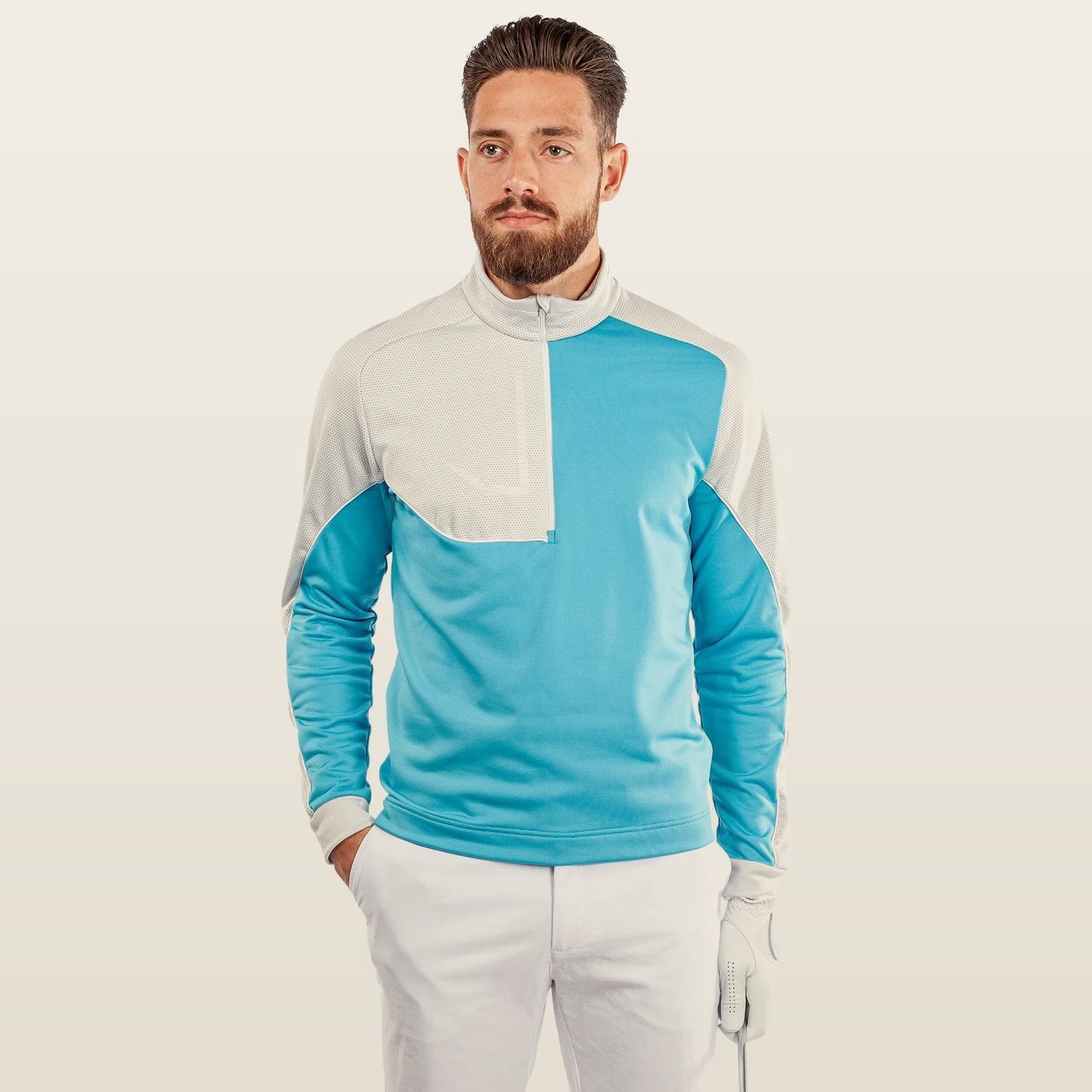 Galvin Green Daxton Half-Zip Mid-Layer, Aqua / Cool Grey / White · view 1 of 4