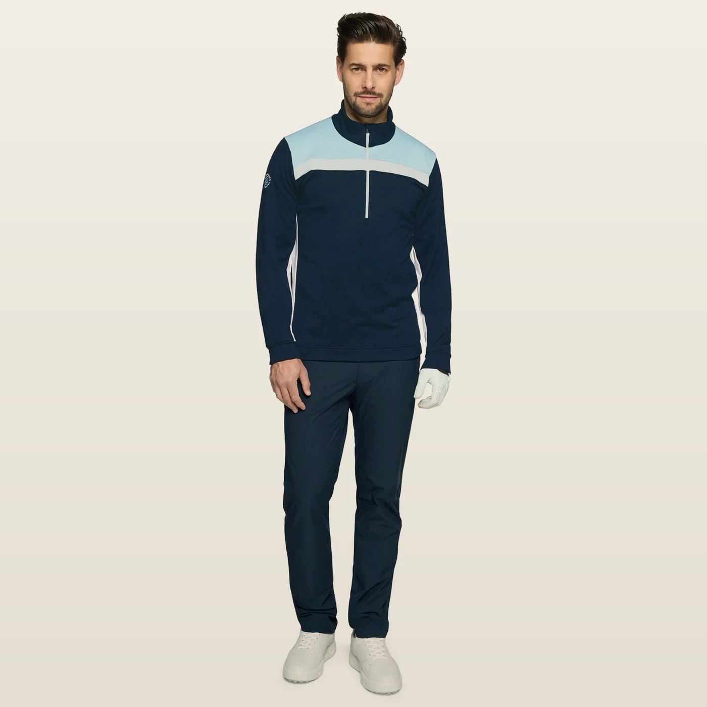 Galvin Green Dean Half-Zip Mid-Layer, Crystal Blue / Navy · view 3 of 4