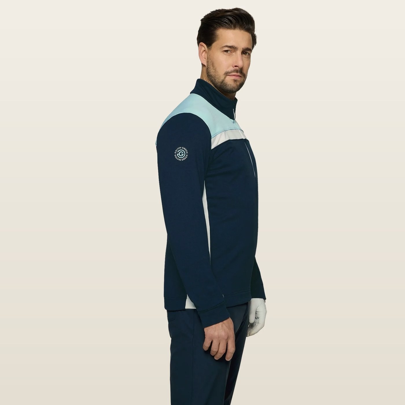 Galvin Green Dean Half-Zip Mid-Layer, Crystal Blue / Navy · view 4 of 4