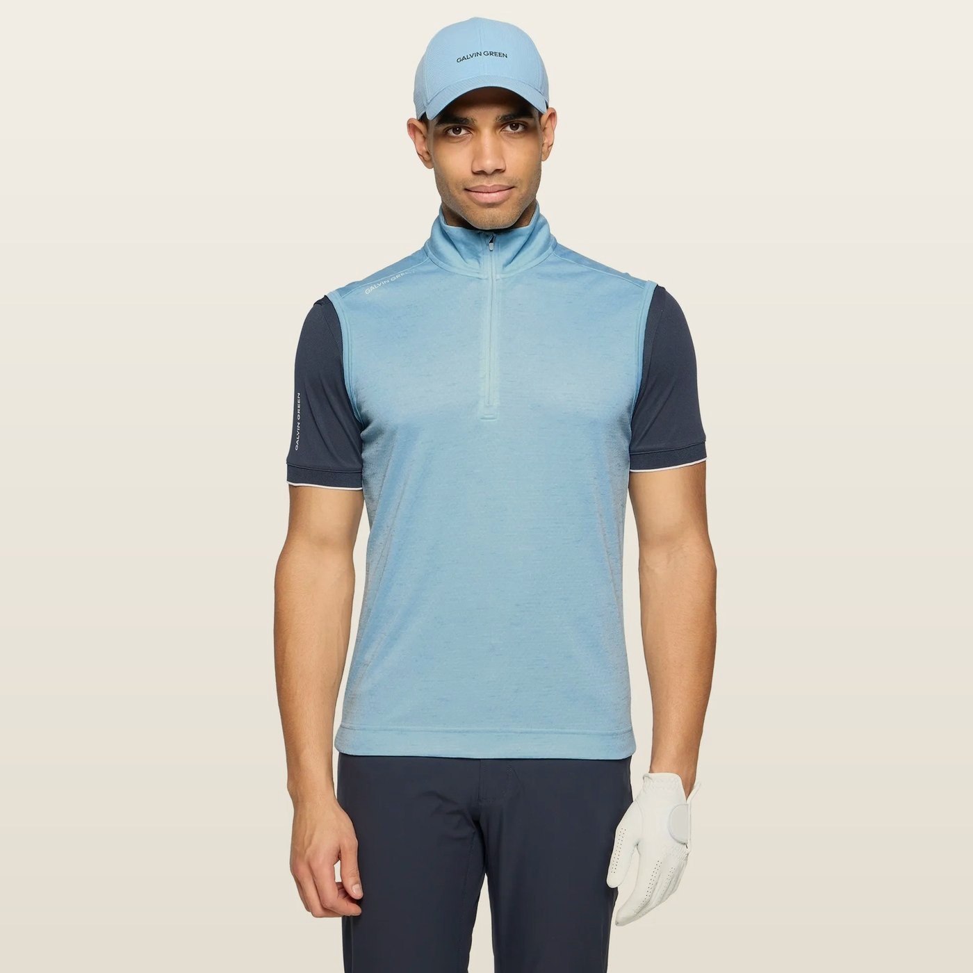Galvin Green Del Quarter-Zip Vest, Crystal Blue Melange · view 1 of 4