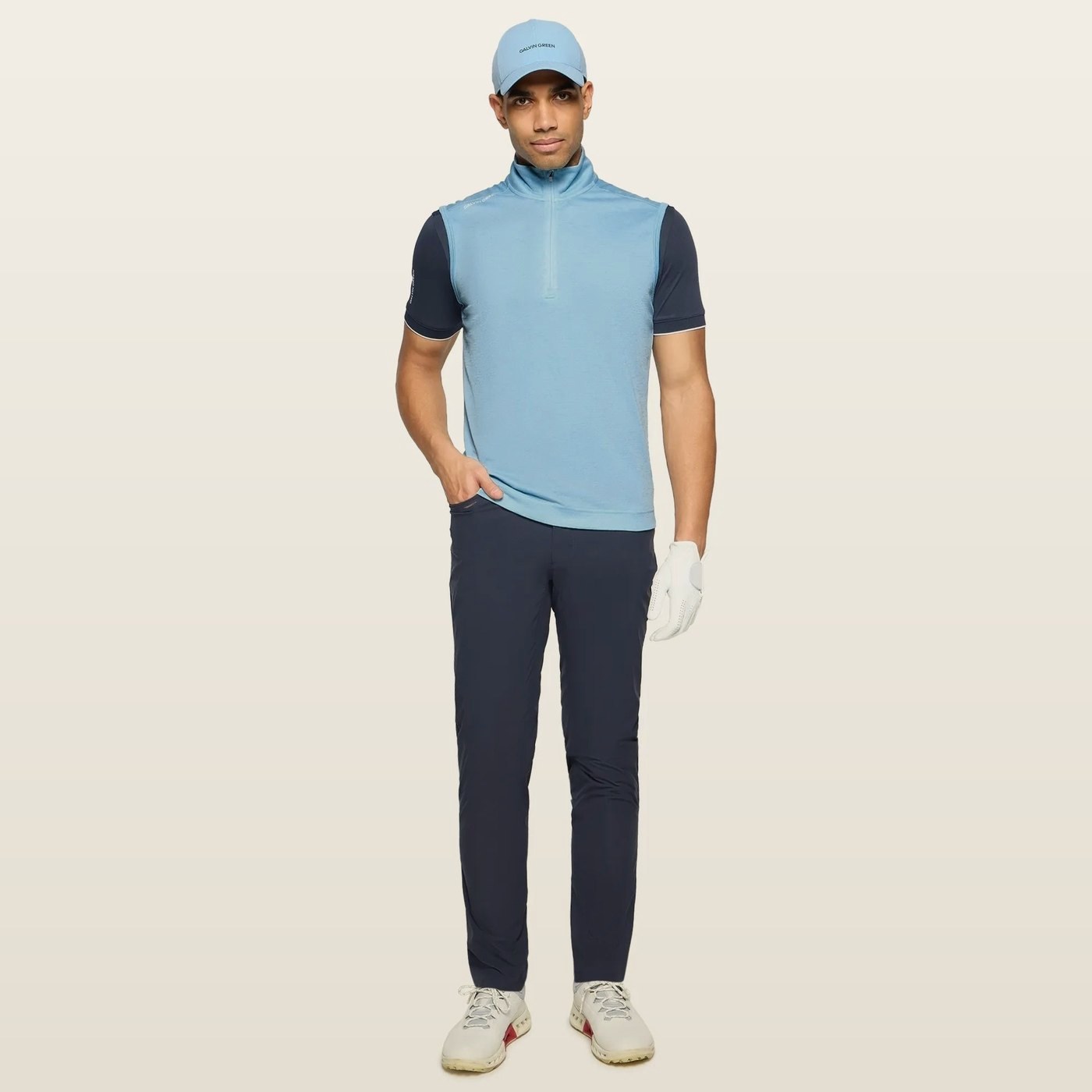 Galvin Green Del Quarter-Zip Vest, Crystal Blue Melange · view 3 of 4