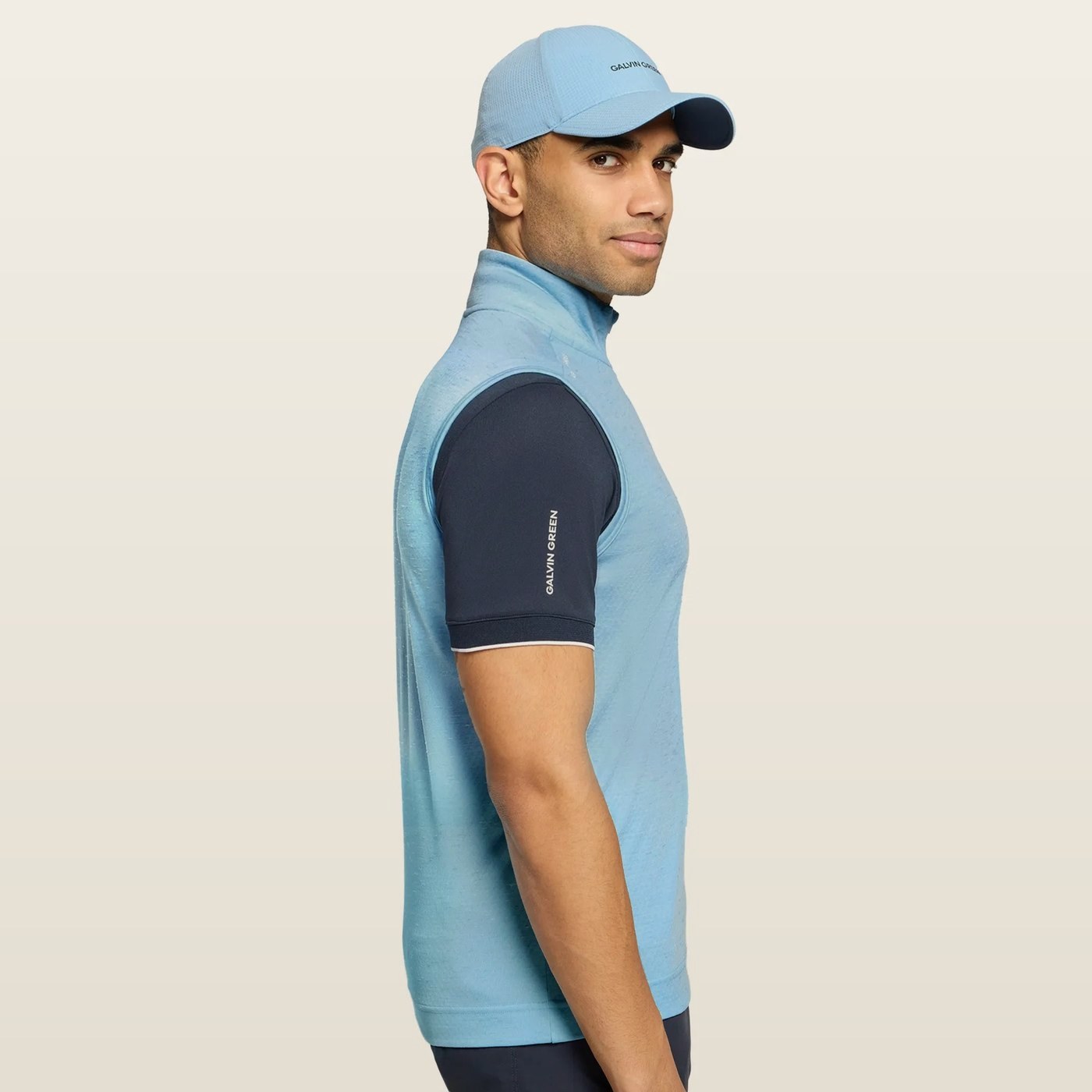 Galvin Green Del Quarter-Zip Vest, Crystal Blue Melange · view 4 of 4