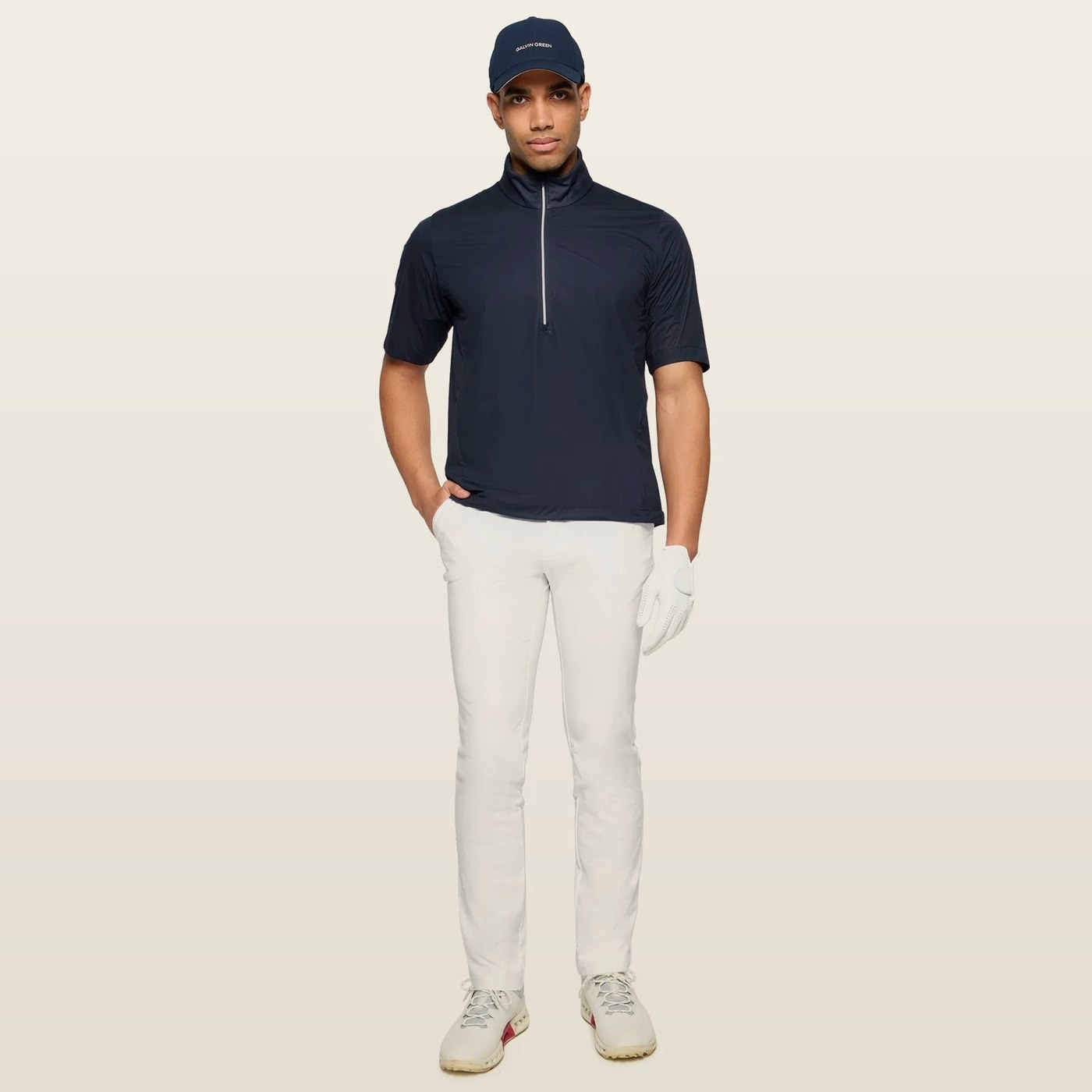 Galvin Green Luis Short-Sleeve Windbreaker, Navy · view 3 of 4