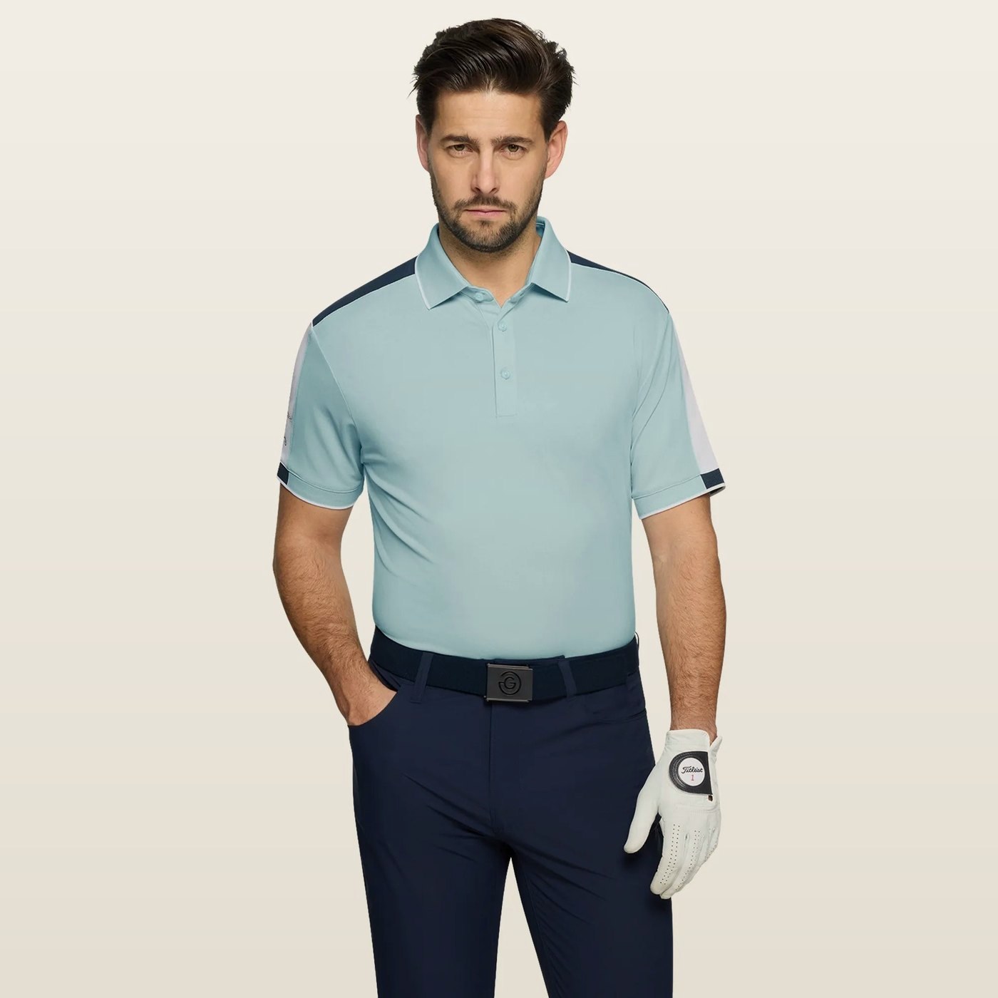 Galvin Green Mulligan Polo, Crystal Blue / White / Navy · view 1 of 4