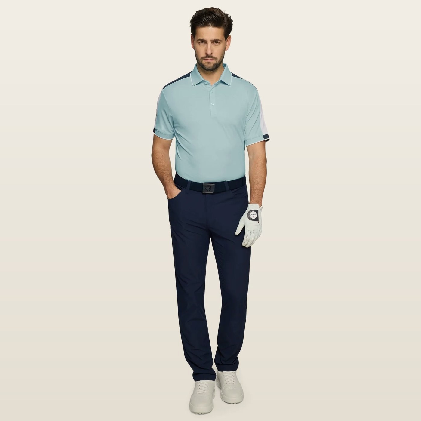Galvin Green Mulligan Polo, Crystal Blue / White / Navy · view 3 of 4