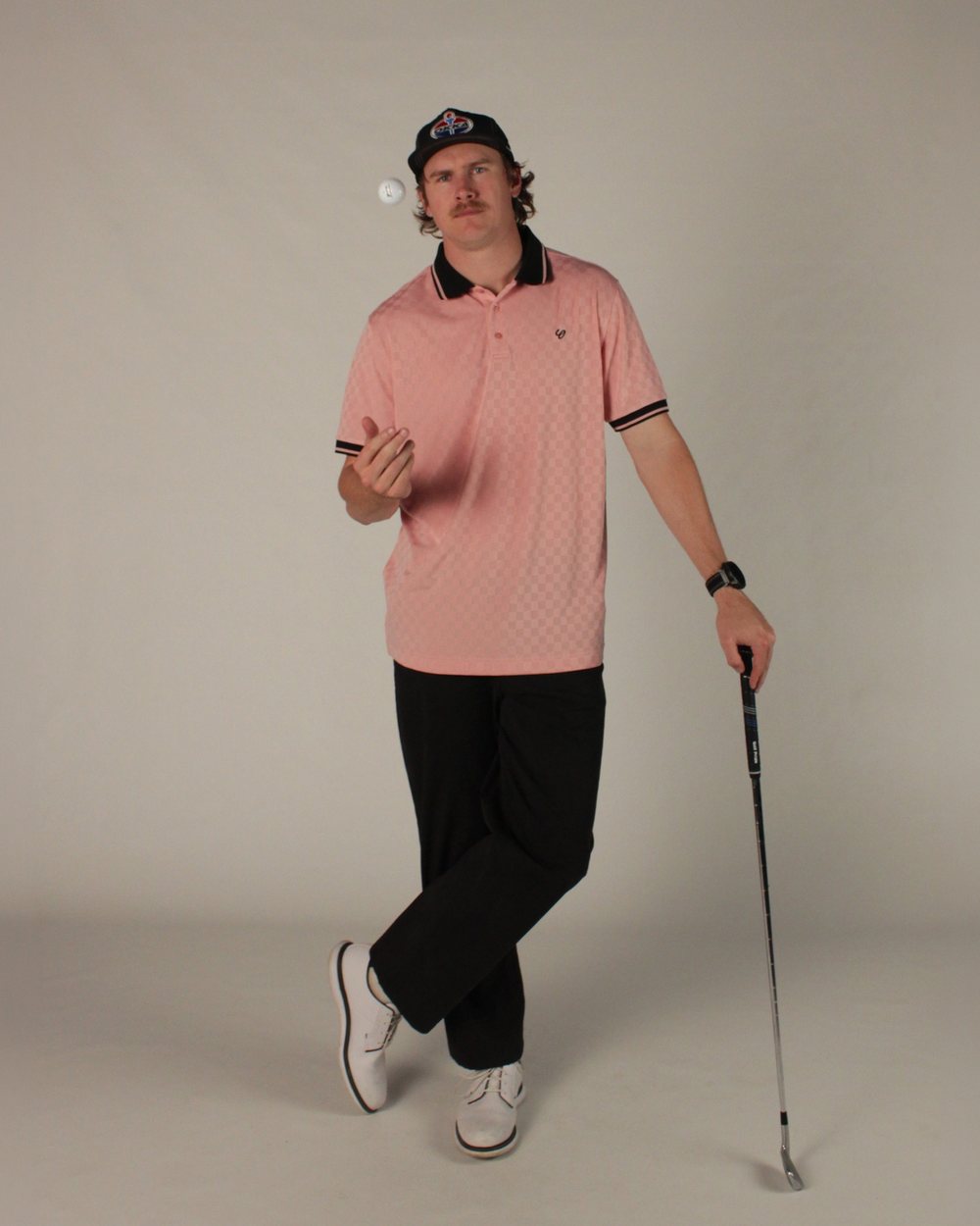 Okka Golf Checkered Pink Polo