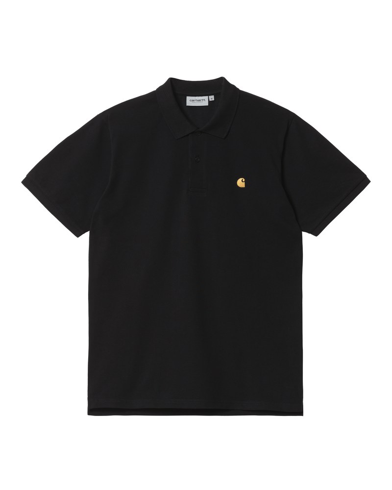 Carhartt WIP S/S Chase Pique Polo in black and gold