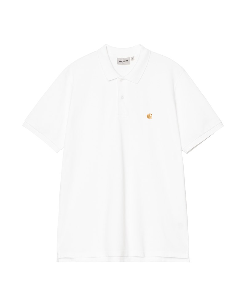 Carhartt WIP S/S Chase Pique Polo in white and gold