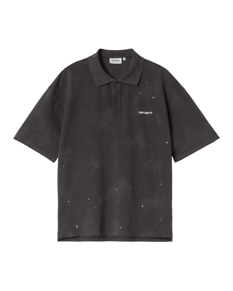 Carhartt WIP S/S Painter Polo in black with splatter wash