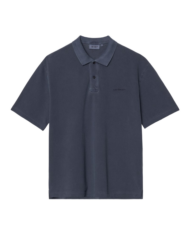 Carhartt WIP S/S Wayne Polo in dark navy, garment dyed