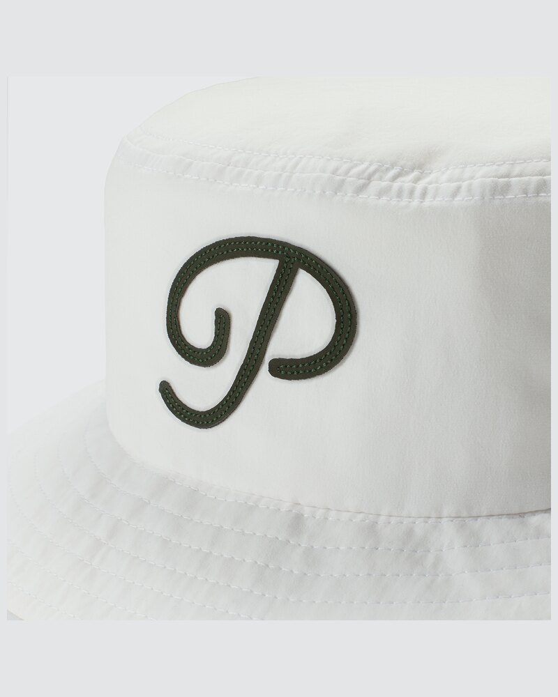 Public Drip "P" Script Nylon Bucket Hat (White) golf hat