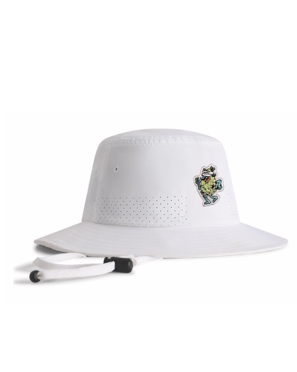 White perforated performance bucket hat with Bud chenille patch &middot; view 1 of 2