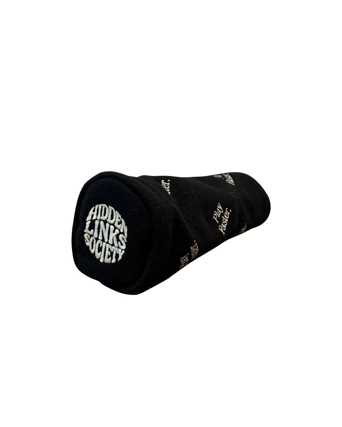 Black wool fairway wood cover with Play Faster lettering by Hidden Links Society &middot; view 1 of 2