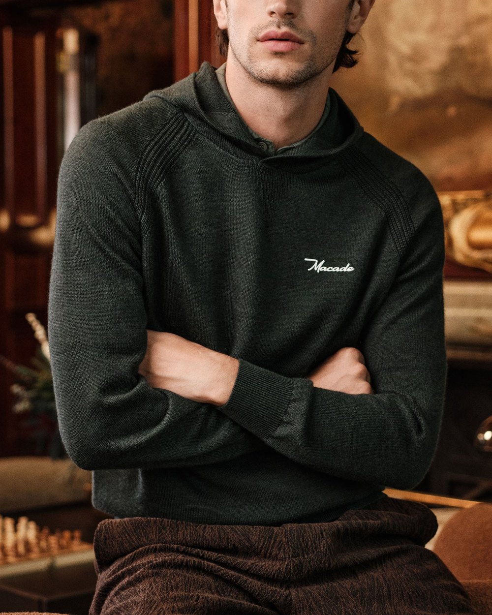 Macade Golf Flow Light Knit Hoodie, Pine &middot; view 1 of 3