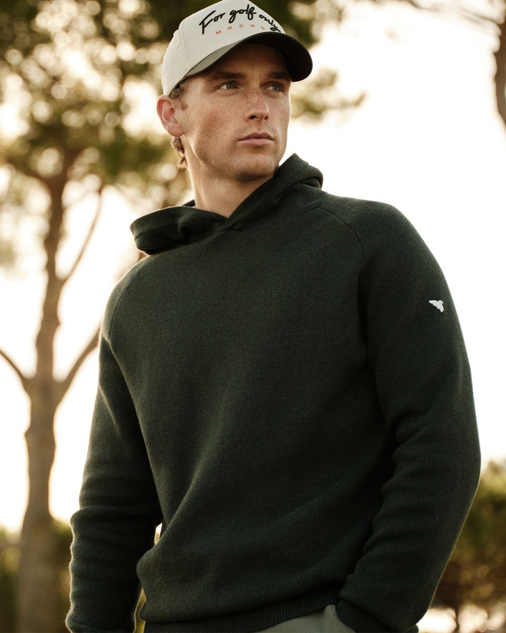 Macade Golf Cashmere Tech Knit Hoodie, Pine Green &middot; view 1 of 4
