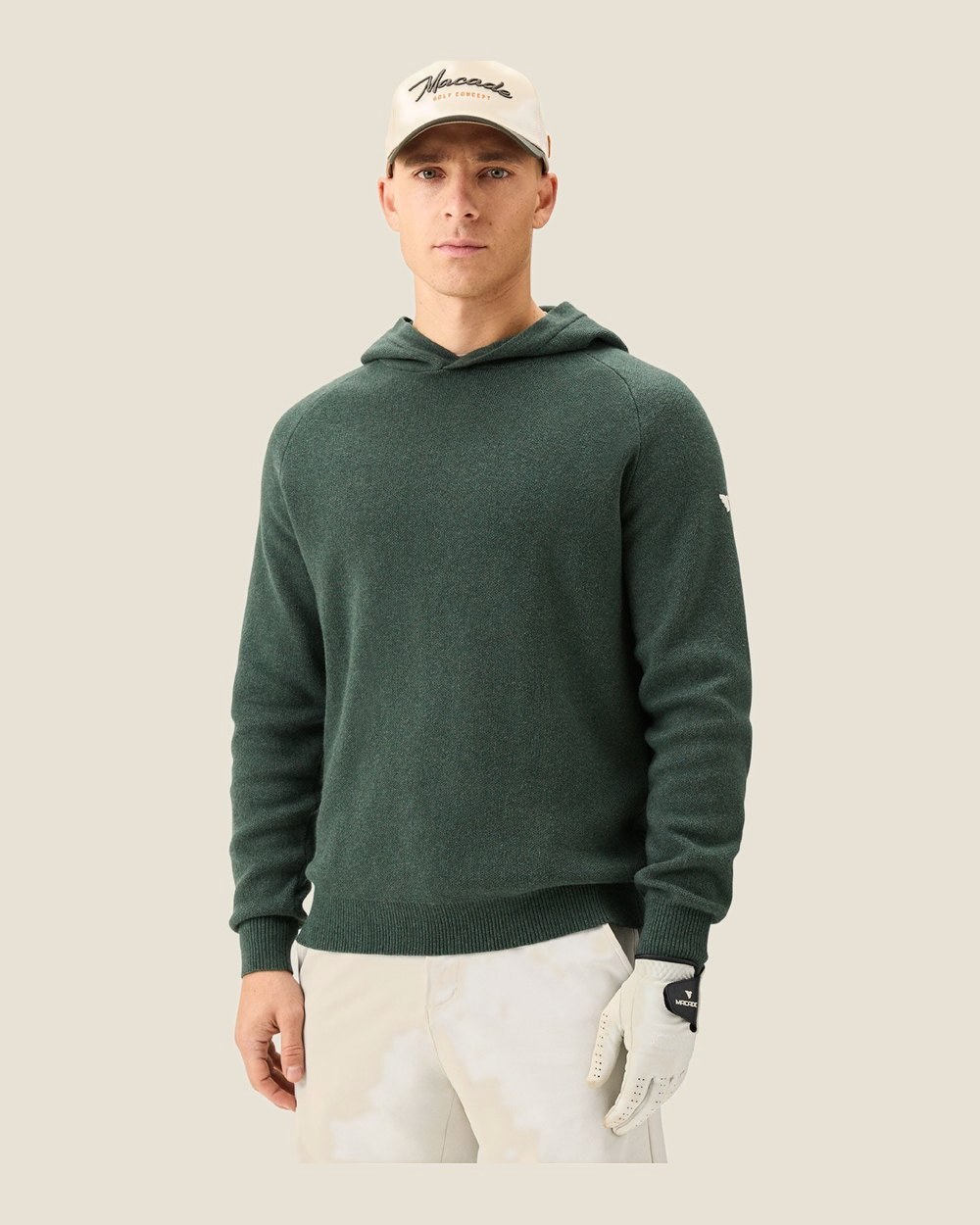 Macade Golf Cashmere Tech Knit Hoodie, Pine Green &middot; view 3 of 4