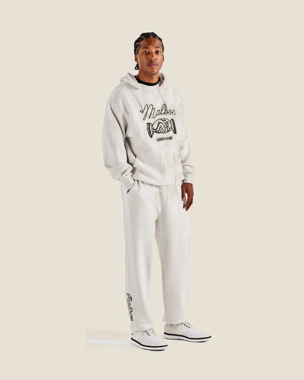 Malbon Golf Union Made Hoodie, Heather Oatmeal &middot; view 4 of 5