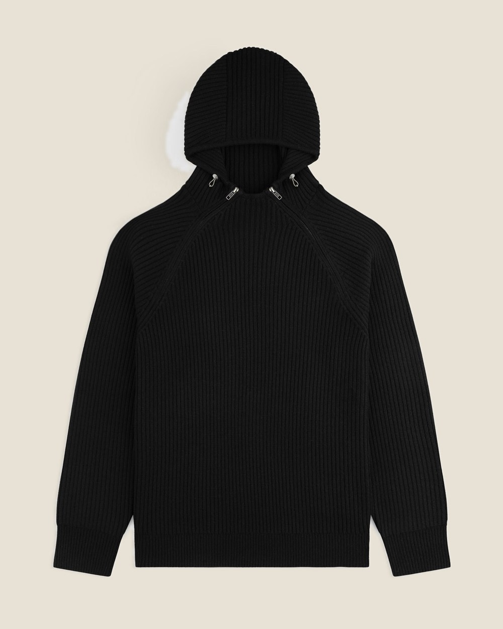 Aimé Leon Dore Wool Ribbed Knit Hoodie, Jet Black &middot; view 1 of 5
