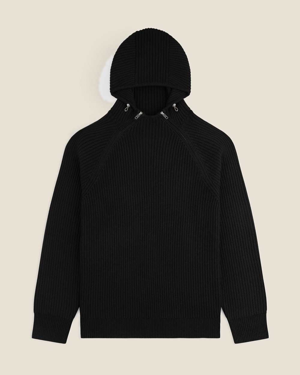 Aimé Leon Dore Wool Ribbed Knit Hoodie, Jet Black &middot; view 2 of 5