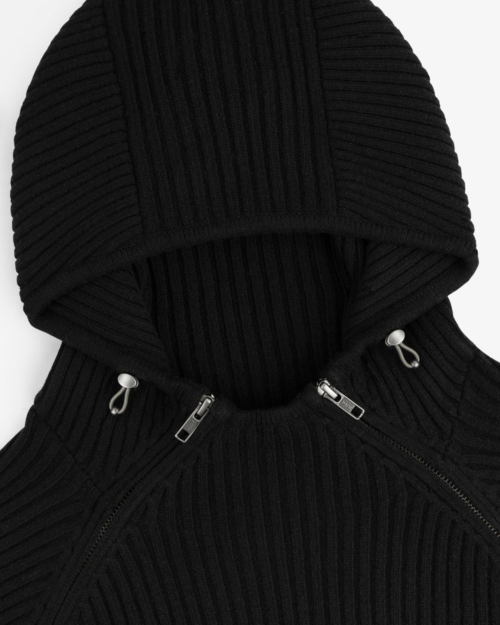 Aimé Leon Dore Wool Ribbed Knit Hoodie, Jet Black &middot; view 3 of 5