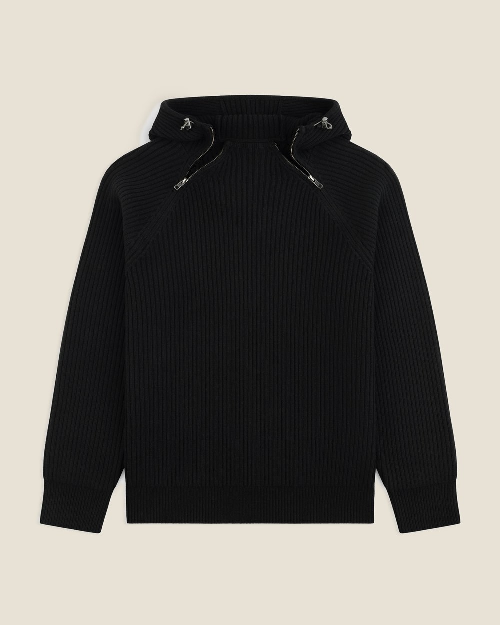 Aimé Leon Dore Wool Ribbed Knit Hoodie, Jet Black &middot; view 4 of 5