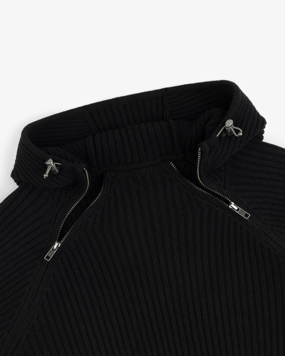 Aimé Leon Dore Wool Ribbed Knit Hoodie, Jet Black &middot; view 5 of 5