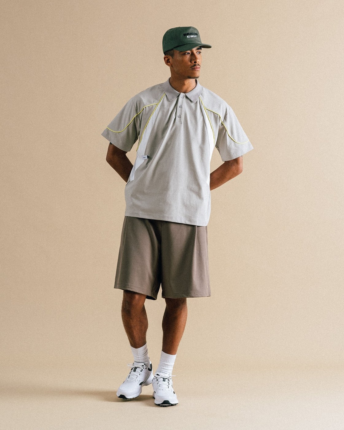Students Golf Calculus Baggy Pleated Shorts · Grey