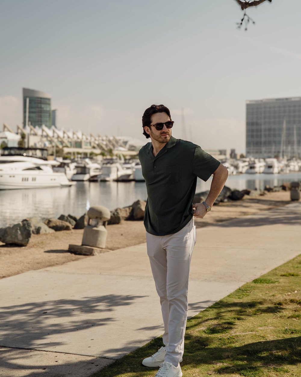 Howie Benson Ottoman Camp Collar Polo, Forest Green · view 1 of 5