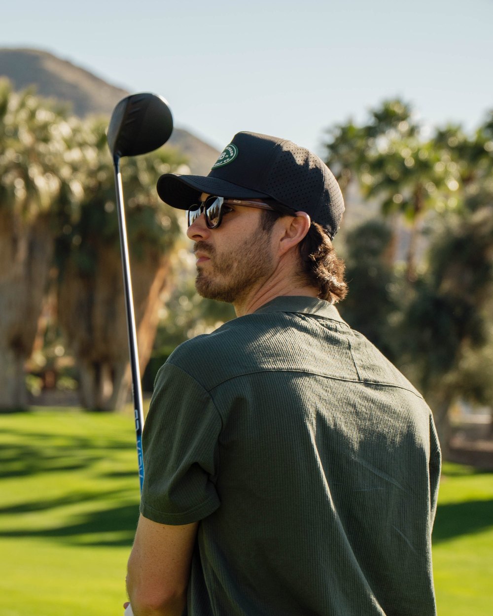 Howie Benson Ottoman Camp Collar Polo, Forest Green · view 3 of 5